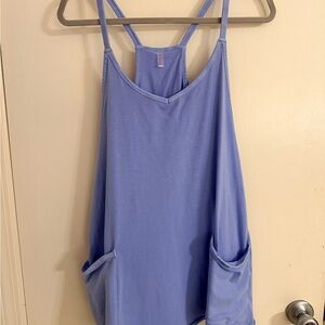 Free People Hot Shot Mini Dress in a soft light blue / periwinkle shade.